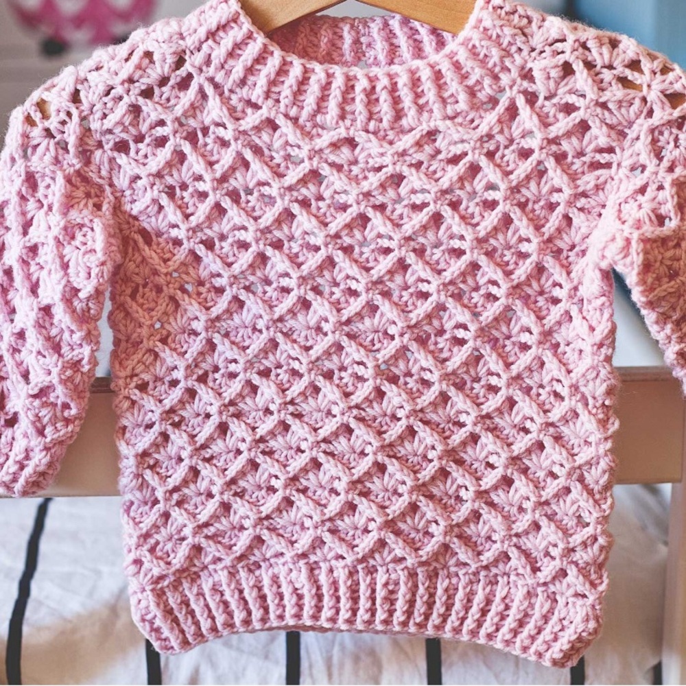 Pink Crochet Sweater